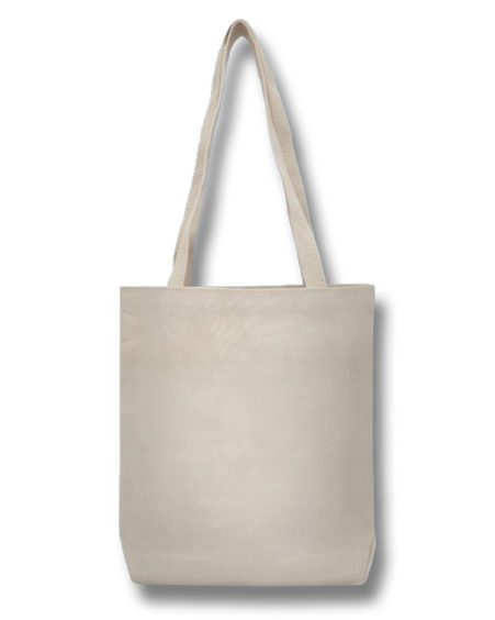 Plain tote bag, unprinted natural cotton canvas.