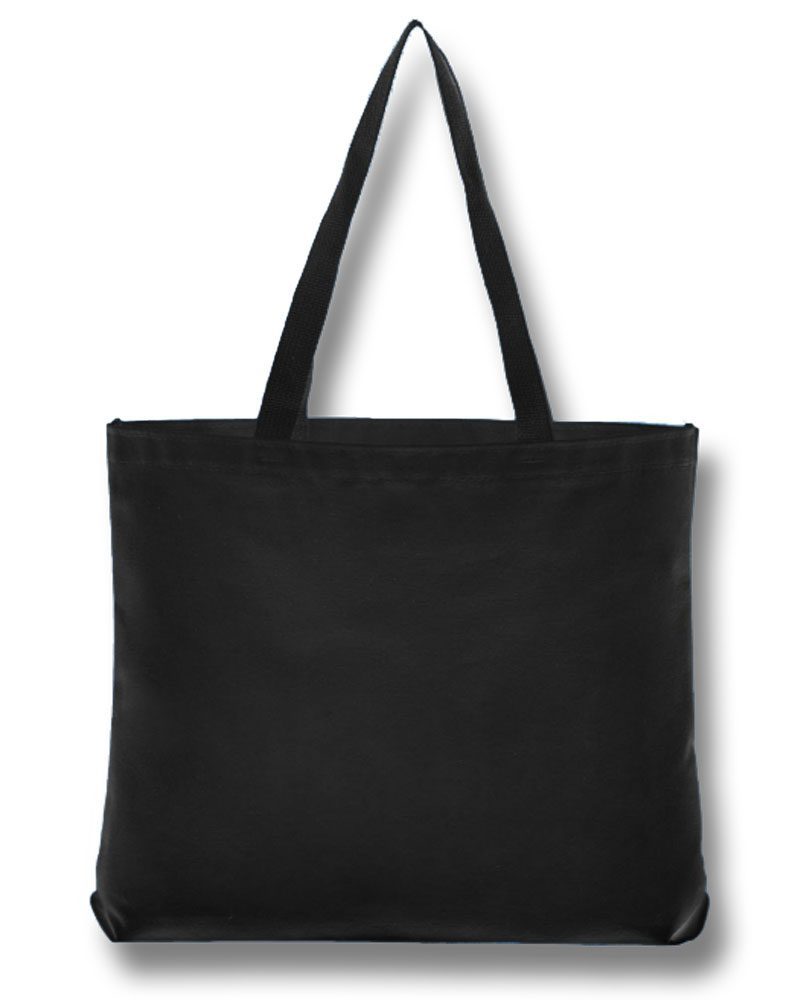 Plain tote bag, black cotton canvas, unprinted with 25 inch handles