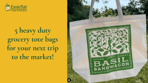 These grocery tote bags are amazing alternatives for those looking for more space, a more stylish and personalized look, or simply want to use a more eco-friendly bag. With a variety of styles to choose from, these market totes can be entirely customized to match your branding and your customer’s needs!